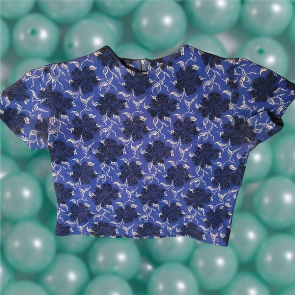 ETIENNE DE PARIS Vintage Floral Wool CropTop Made in France - Picture 7 of 9